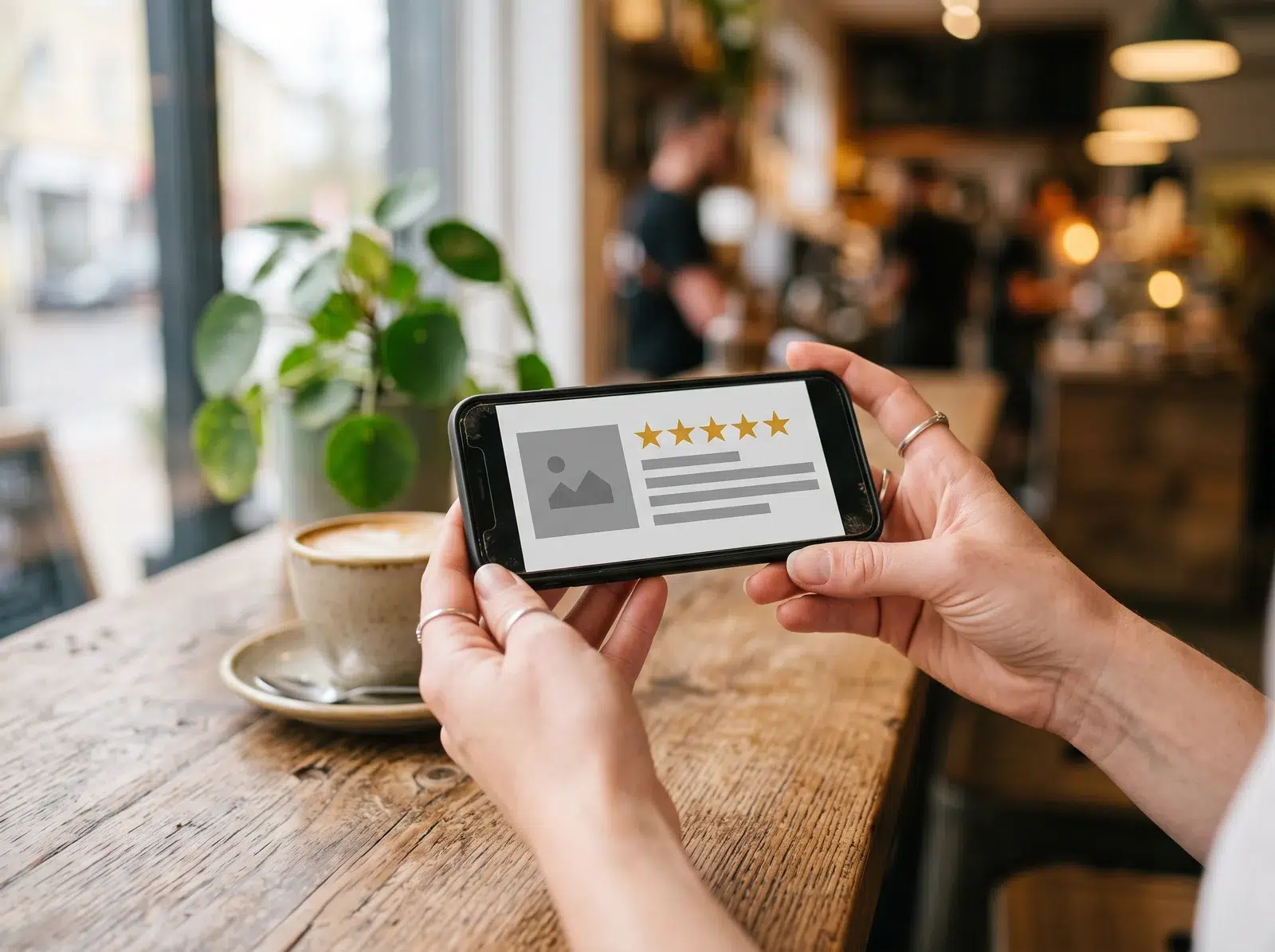 Google review met sterbeoordeling op een smartphone
